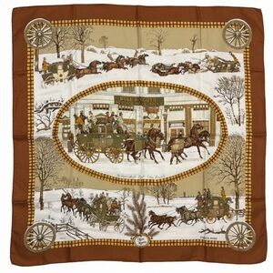 Iconic HERMÈS PARIS Silk Scarf Carré 90 | L'Hiver en Poste by Ledoux